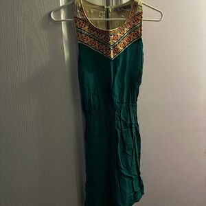 Teal Dress with Aztec print